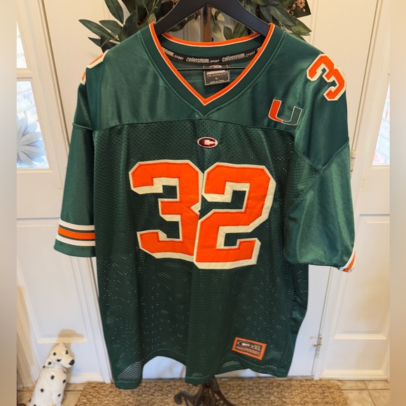 Vintage Colosseum Miami Hurricanes Collegiate Embroidered Football Jersey #32 L - Picture 1 of 16